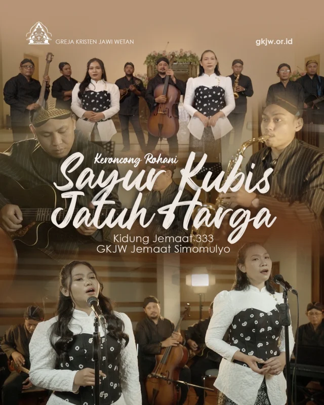 Lagu Sayur Kubis Jatuh Harga diambil dari Kidung Jemaat 333 merupakan lagu pujian yang ditulis oleh Suan Kol berdasarkan Habakuk 3:17-19. Lagu ini menjadi  pujian  pada bulan penciptaan GKJW 2026 dan dinyanyikan oleh tim keroncong Dipha Svara - GKJW Jemaat Simomulyo.

Lagu ini mengungkapkan kesaksian umat percaya akan penyertaan Tuhan kepada mereka. Sekalipun dalam keadaan gagal panen, sayuran tidak berbuah, umat Tuhan diajak untuk tetap percaya dan memuji Tuhan sebab Dialah Pohon Keselamatan dan Kekuatan.

Di bulan penciptaan, lagu ini menjadi lagu pengharapan bahwa Tuhan akan selalu menjaga dan memelihara hidup kita dalam keadaan apapun.

Mari terus percaya dan memuji Tuhan serta terus berjuang merawat keutuhan ciptaan.
Tuhan Yesus memberkati kita.

Video diproduksi oleh Tim Multimedia GKJW Jemaat Simomulyo

Video lagu Sayur Kubis Jatuh Harga dapat diakses di https://gkjw.or.id

@diphasvara 
@gkjw_simomulyo 
@pemuda_simo