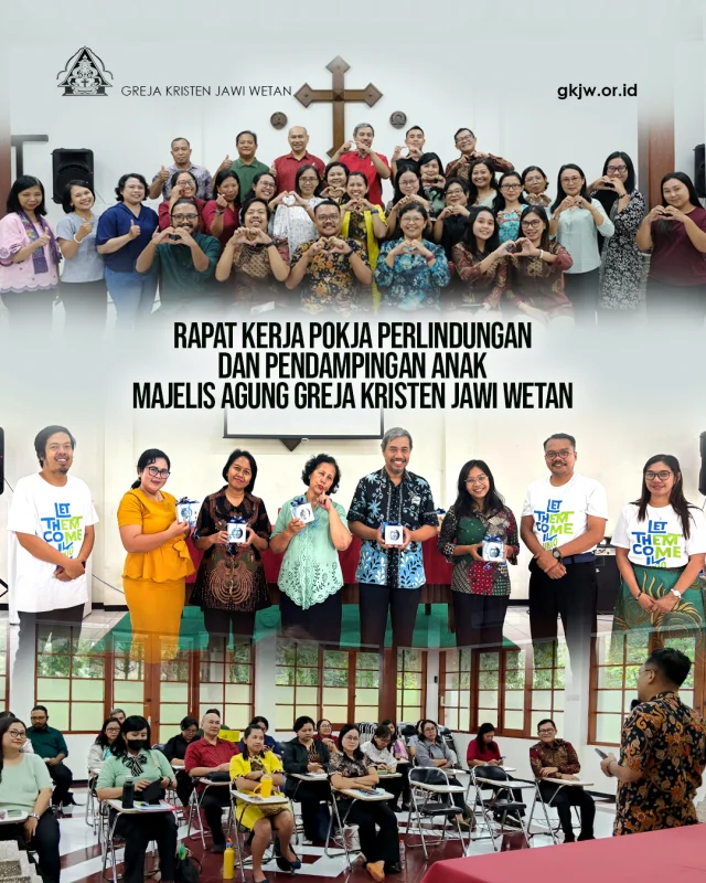 Pokja Perlindungan dan Pendampingan Anak (P2A) Majelis Agung GKJW menggelar Rapat Kerja bersama Pokja P2A Daerah se-GKJW pada Sabtu–Minggu, 31 Januari–1 Februari 2026. Kegiatan ini menjadi momentum penting untuk memperkuat komitmen bersama dalam menghadirkan gereja yang aman, peduli, dan berpihak pada anak.

Rapat kerja diikuti oleh para pelayan P2A dari berbagai daerah GKJW, sebagai ruang belajar bersama, berbagi pengalaman, serta menyelaraskan langkah pelayanan perlindungan dan pendampingan anak di lingkungan gereja.

Raker P2A kali ini memiliki kekhasan melalui dua materi utama yang memperkaya peserta, baik secara teologis maupun praktis.(P2A)

Berita lengkap di https://gkjw.or.id