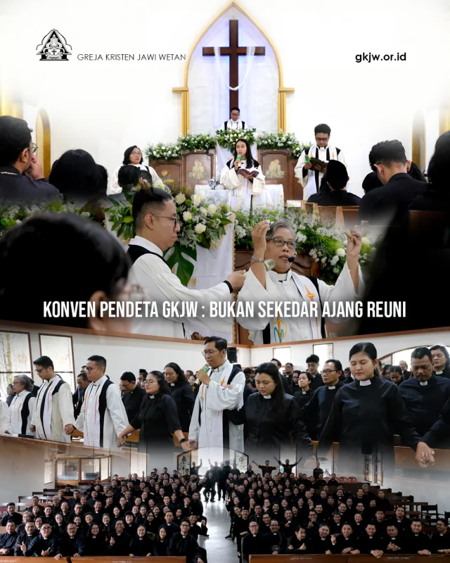 Suasana sejuk Kota Batu, tepatnya di Hotel Ciptaningati, menjadi latar bagi berkumpulnya para pelayan Tuhan dalam acara Konven Pendeta Greja Kristen Jawi Wetan (GKJW) yang berlangsung pada Hari Senin-Rabu, 2-4 Februari 2026. Pertemuan yang diaktakan untuk dilaksanakan setiap tiga tahun sekali ini menjadi momen yang sangat dinantikan, di mana para pendeta dari berbagai penjuru pelayanan di jemaat GKJW hadir untuk saling melepas rindu dan mempererat tali silaturahmi. Gelak tawa, tegur sapa, dan obrolan hangat menghiasi setiap sudut hotel, menciptakan atmosfer kekeluargaan yang begitu kental di antara para pelayan Tuhan. 

Namun, di balik kehangatan pertemuan antar-rekan sejawat tersebut, konven pendeta ini bukanlah sekadar ajang berkumpul rutin tanpa makna. Sejak awal kegiatan, tersirat sebuah pesan yang mendalam bahwa ada tanggung jawab besar yang sedang dipikul bersama. Pertemuan ini menjadi ruang kontemplasi bagi para pendeta untuk berhenti sejenak dari rutinitas, guna merefleksikan kembali perjalanan pelayanan mereka di tengah dinamika zaman yang terus berubah, sekaligus menjadi titik tolak untuk menjawab tantangan-tantangan krusial yang kini tengah membayangi gerak langkah gereja. (humas)

Selengkapnya di https://gkjw.or.id