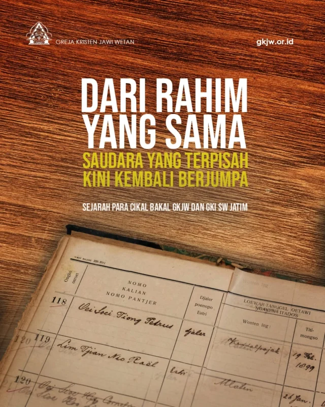 Sejarah Para Cikal Bakal GKJW dan GKI SW Jatim

Tulisan ini melengkapi artikel sebelumnya tentang Kerjasama Ekumenis antara GKJW dengan GKI SW Jatim @gkiswjatim dengan akar historis mengapa GKJW dan GKI SW Jatim  kerap dianggap saudara kandung. Ungkapan yang terkesan sangat romantis itu ternyata divalidasi oleh sejarah.

Sejarah Para Cikal Bakal GKJW dan GKI SW Jatim ditulis oleh Pdt. Gideon H. Buono @gidebuono dapat dibaca di https://gkjw.or.id

#gkjw