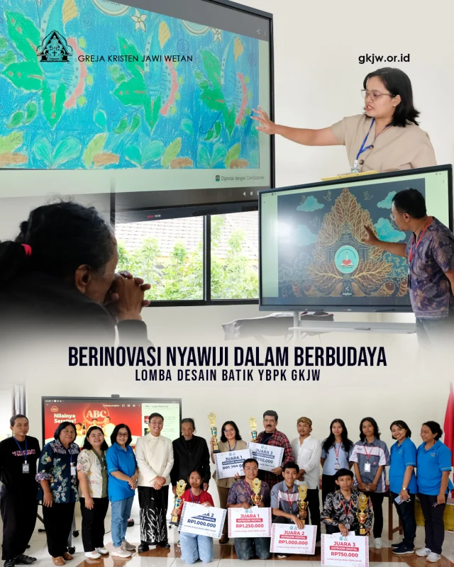 Dalam rangka mendorong pembentukan identitas yang menumbuhkan rasa cinta terhadap keberadaan YBPK di tengah pelayanan GKJW, YBPK GKJW Pusat menyelenggarakan lomba desain batik. Kegiatan ini dilaksanakan pada hari Minggu, 3 Mei 2026, bertempat di Kompleks YBPK Ngaglik, Jl. S. Supriadi No. 18, Malang.

Sapaan dari Dr. Nugraheni Warih selaku pembawa acara kepada para peserta, pendamping, pendukung (supporter), dan dewan juri berhasil menghangatkan suasana di awal lomba yang bertemakan "YBPK GKJW Berinovasi, Nyawiji, dan Berbudaya" tersebut. Tema ini sengaja dipilih dengan tujuan mewujudkan motif batik khas YBPK GKJW hasil karya warga YBPK GKJW dan warga GKJW sendiri.(YBPK)

Berita lengkap di https://gkjw.or.id