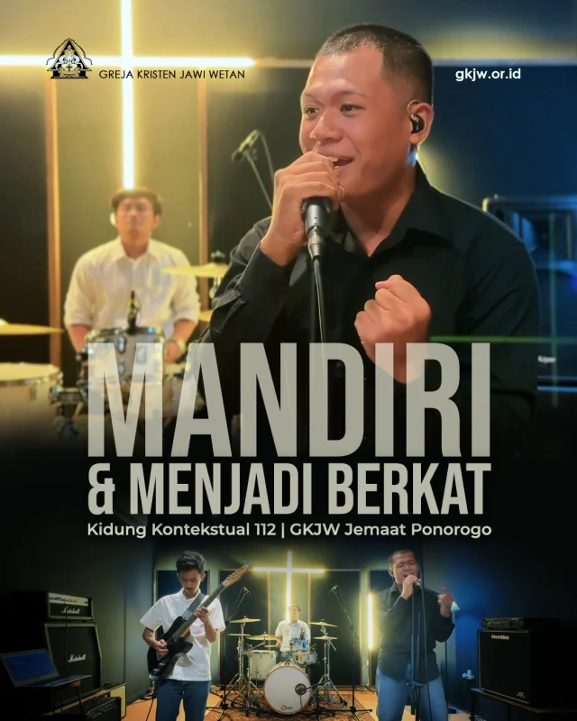 Lagu Mandiri dan Menjadi Berkat, Cipt. Pdt. Suko Tiyarno merupakan lagu tema bulan pembangunan GKJW 2026. Lagu ini dinyanyikan dengan gaya pop oleh Pemuda GKJW Ponorogo.

Lagu ini mengungkapkan tekad warga GKJW untuk mendiri dan menjadi berkat sebagaimana tema besar GKJW. Untuk mewujudkan hal itu, GKJW harus tegak berkiprah dan siap menghadapi banyak tantangan. 

Lagu ini juga memotivasi warga GKJW untuk percaya bahwa Tuhan senantiasa menyertai dan mengaruniakan hikmat dalam setiap tugas dan misi pelayanan di dunia.

Mari kita wujudkan pesan lagu ini, melalui kesediaan kita sebagai GKJW untuk mandiri dan menjadi berkat bagi sesama dan seluruh ciptaan.

Tuhan Yesus memberkati.

Unduh partitur lagu di https://bit.ly/kk112

Vokal : Yohan
Gitar : Daniel
Drum : Yosua

Video diproduksi oleh Tim Multimedia GKJW Jemaat Ponorogo 

@kppm_ponorogo 
@gkjw.jemaat.ponorogo