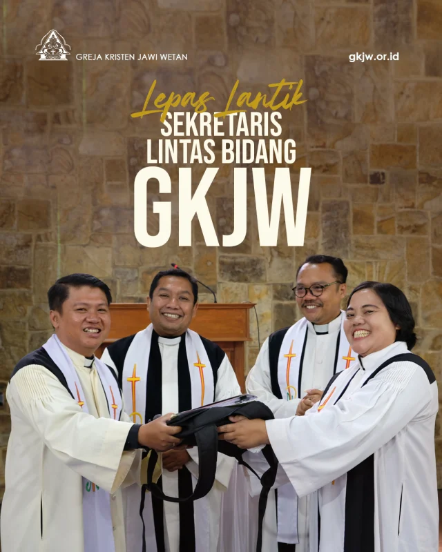 Pelayan Harian Majelis Agung Greja Kristen Jawi Wetan (GKJW) menggelar Kebaktian Pelepasan dan Pelantikan untuk Sekretaris Lintas Bidang yang berlangsung di Kapel IPTh. Balewiyata pada Jumat, 24 Juli 2026. Kebaktian dan Prosesi tersebut didasarkan pada keputusan Sidang ke-125 Tahun 2026 Majelis Agung GKJW yang diselenggarakan di Majelis Daerah Kediri Selatan - GKJW Jemaat Segaran.

Melalui keputusan sidang MA tersebut, Pdt. Sarwindra Rushdiahwati, S.Si
, MBA., yang telah menunaikan tugas sebagai Sekretaris Lintas Bidang periode 2020–2026, secara resmi dipindahtugaskan untuk melayani di GKJW Jemaat Waru, MD Surabaya Timur I. Posisi tersebut kemudian dilanjutkan oleh Pdt. Agus Budi Kristanto, 
S.Si
, MM., yang dipercaya mengemban amanah baru sebagai Pelaksana Tugas (Plt.) Sekretaris Lintas Bidang Majelis Agung GKJW.

Berita lengkap di https://gkjw.or.id
