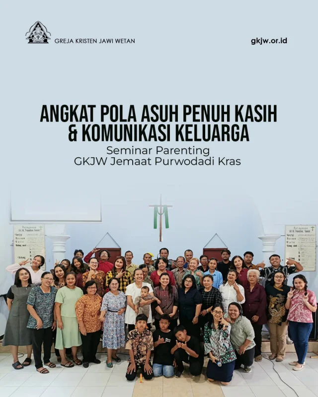 Pentingnya pendampingan keluarga dalam menghadapi tantangan pengasuhan anak menjadi salah satu perhatian GKJW Jemaat Purwodadi Kras. Hal tersebut disampaikan Pendeta Ivanna Oktaviranti dalam sambutannya pada Seminar Parenting yang diselenggarakan di gedung gereja Pepanthan Kandat pada Minggu (26/7). Menurutnya, seminar yang merupakan program Kelompok Kerja Pendampingan dan Perlindungan Anak (Pokja P2A) ini menjadi salah satu tindak lanjut hasil rembug warga sekaligus wujud kehadiran gereja dalam membangun kesadaran jemaat akan pentingnya pola pengasuhan yang sehat dan berlandaskan nilai-nilai Kristiani.

Seminar diikuti oleh anak-anak, remaja, pemuda, warga dewasa, hingga warga adi yuswa serta menghadirkan dua narasumber, Lilik Ayuningtyas dan Christina Akede, yang memiliki latar belakang di bidang psikologi dan pendampingan anak.

Berita lengkap di https://gkjw.or.id

Berita : Pricillia Dewi Megawati
Foto : Tim Multimedia GKJW Purwodadi Kras @kppmkras