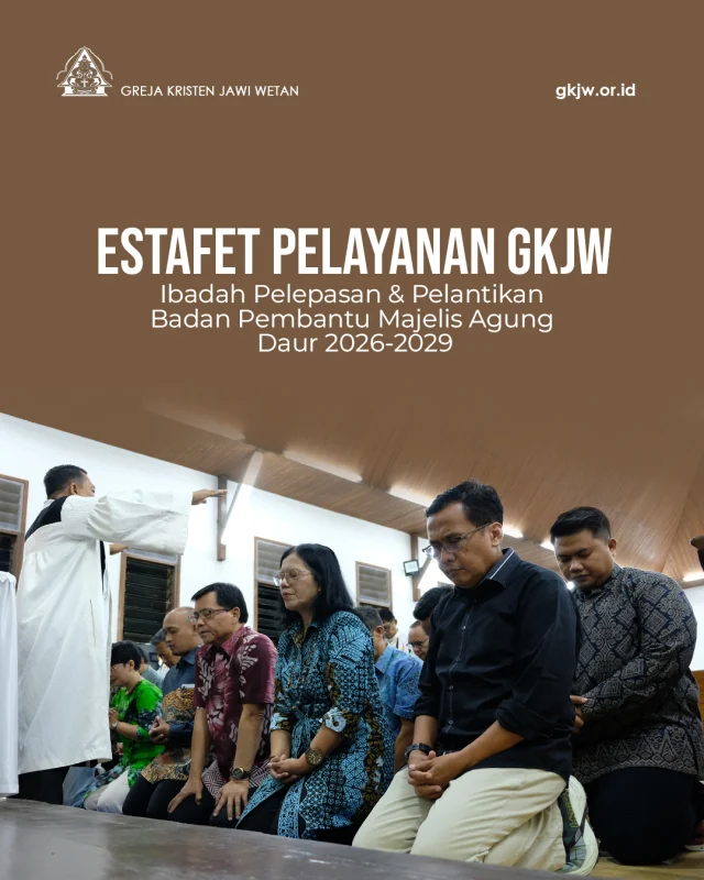Majelis Agung Greja Kristen Jawi Wetan telah melangsungkan Ibadah Pelepasan Badan Pembantu Majelis Agung (BPMA) Daur 2023-2026 dan Pelantikan BPMA Daur 2026-2029 pada hari Senin, 10 Agustus 2026. Rangkaian peribadahan yang berlangsung khidmat ini diselenggarakan di Kapel IPTh. Balewiyata – Majelis Agung GKJW.(humas)

Berita lengkap di https://gkjw.or.id