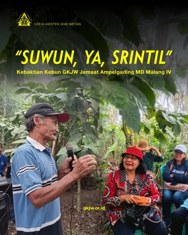“SUWUN, YA, SRINTIL”

Kalimat itu mungkin terdengar aneh. Siapa yang berterima kasih kepada kotoran kambing? Tetapi kalimat tersebut sungguh-sungguh muncul dalam sebuah Kebaktian Kebun GKJW Jemaat Ampelgading MD Malang IV yang diadakan bersama warga petani di tengah kebun kopi pepanthan Kalirejo. Kebun itu berada di kaki Gunung Semeru. 

Berita lengkap di https://gkjw.or.id