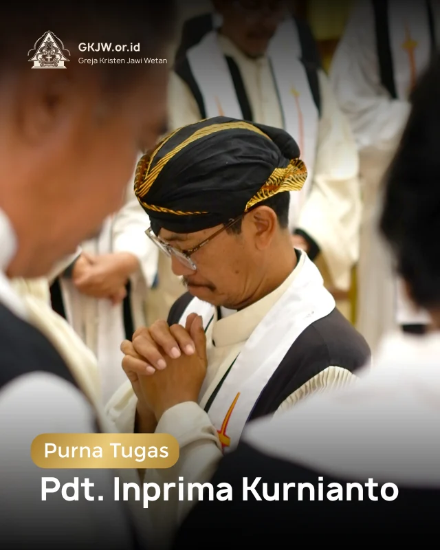 Ibadah Minggu pada tanggal 4 Oktober 2026 di GKJW Jemaat Gadang, menjadi momen yang istimewa bagi Pdt. Inprima Kurnianto. Mengingat pada hari itu, Pdt. Inprima secara resmi menyandang gelar sebagai pendeta emeritus di dalam ruang lingkup pelayanan Greja Kristen Jawi Wetan (GKJW), setelah mengabdikan diri menjadi pelayan Tuhan selama kurang lebih dua puluh empat tahun lamanya.

Ibadah dan prosesi emeritasi tersebut dilangsungkan pada hari Minggu, 4 Oktober 2026, bertempat di GKJW Jemaat Gadang. Sesuai dengan ketentuan, proses emeritasi ini dilayani langsung oleh Pelayan Harian Majelis Agung GKJW.

Selengkapnya dapat dibaca di https://gkjw.or.id/

Foto oleh : @kppmgadang